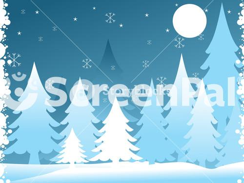 Frame With Christmas Tree Background Night Scene